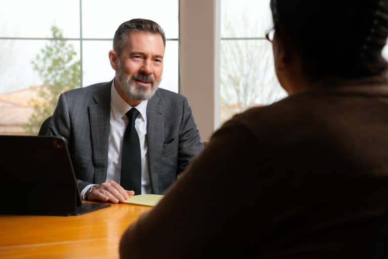 DUI Defense attorney Brian Roach talking to the client